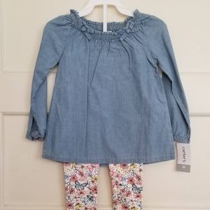 NWT - Chambray & Floral leggin set